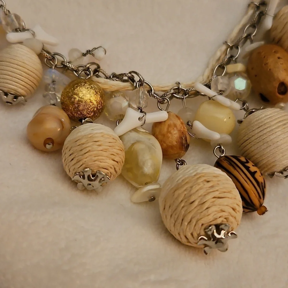 UNICA 1980s Beach Fisherman Beaded Cha Cha Braided Rope Festival Chain Necklace - Picture 4 of 9